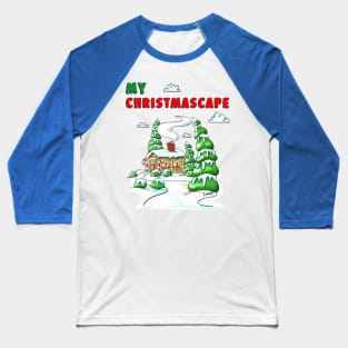 Christmas Log Cabin Winter Scene Gift V1 Baseball T-Shirt